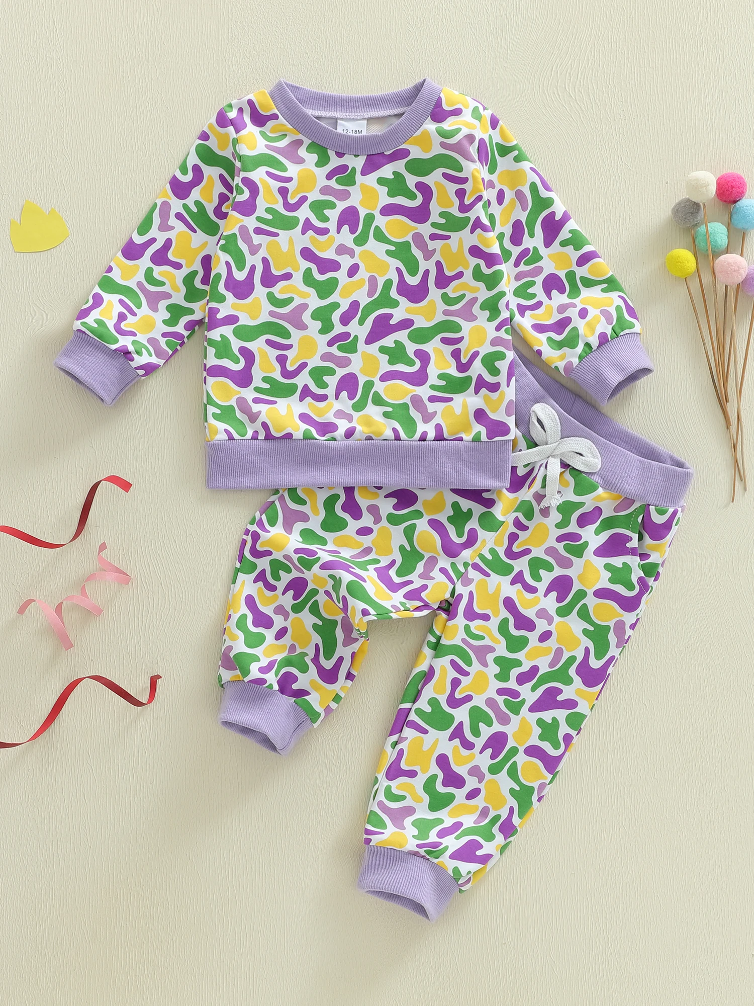 طفل رضيع ماردي غرا الزي المألوف التمويه كم طويل البلوز مع السراويل 2PCS مجموعة الملابس #3