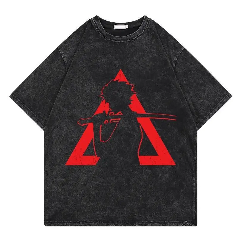 

BANDAI Japanese Anime Chaos Samur Champloo Retro Washed Old Short-sleeved Cotton Printing Summer T-shirt for Men and Women