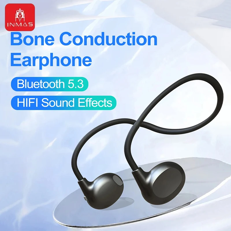 INMAS Wireless AIR BONE Bluetooth Earbuds Neck-Mounted Headphones Ear-Hook Headset Bone Conduction Waterproof Sports Earphones