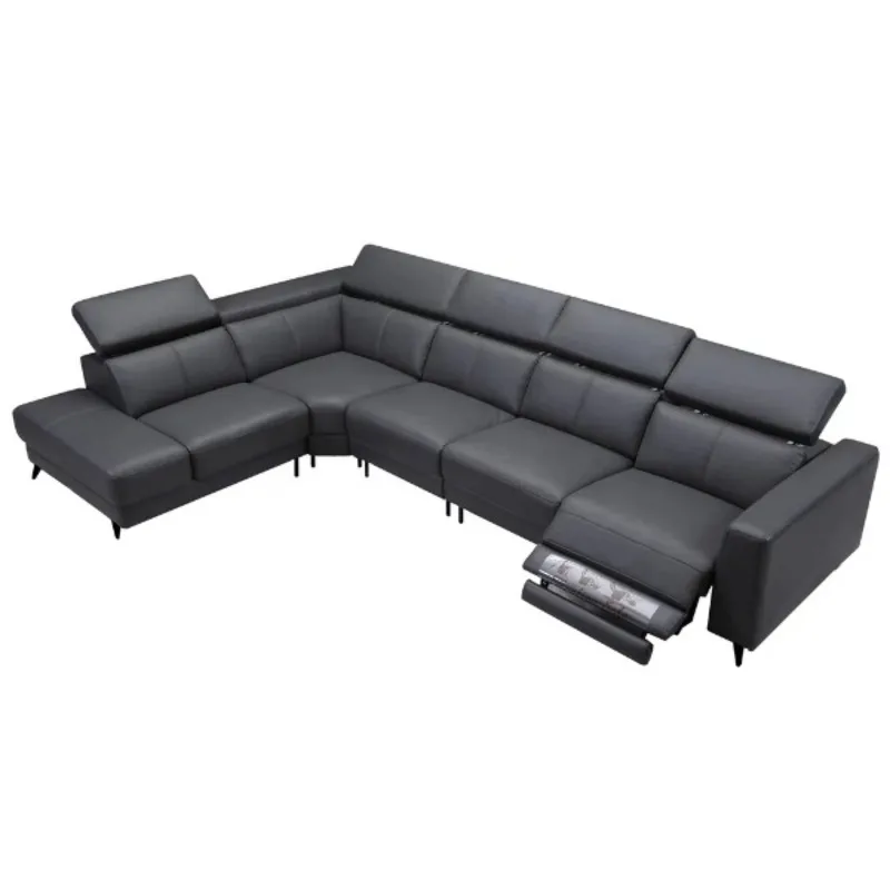 Genuine Leather Recliners L Shape Living Room Sofa Set Furniture Electric Recliner Sofa Large Size Modern Recliner Sofa Set
