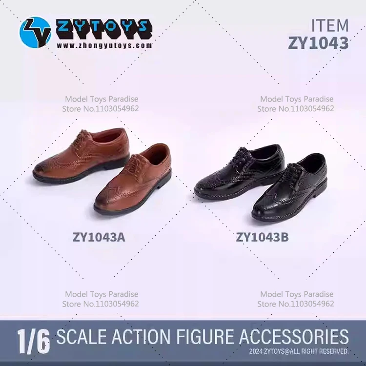 ZY1043 1/6, zapatos de cuero de negocios para soldado para hombres, zapatos Brogue huecos, accesorios de modelo aptos para cuerpo de figura de acción de 12 pulgadas