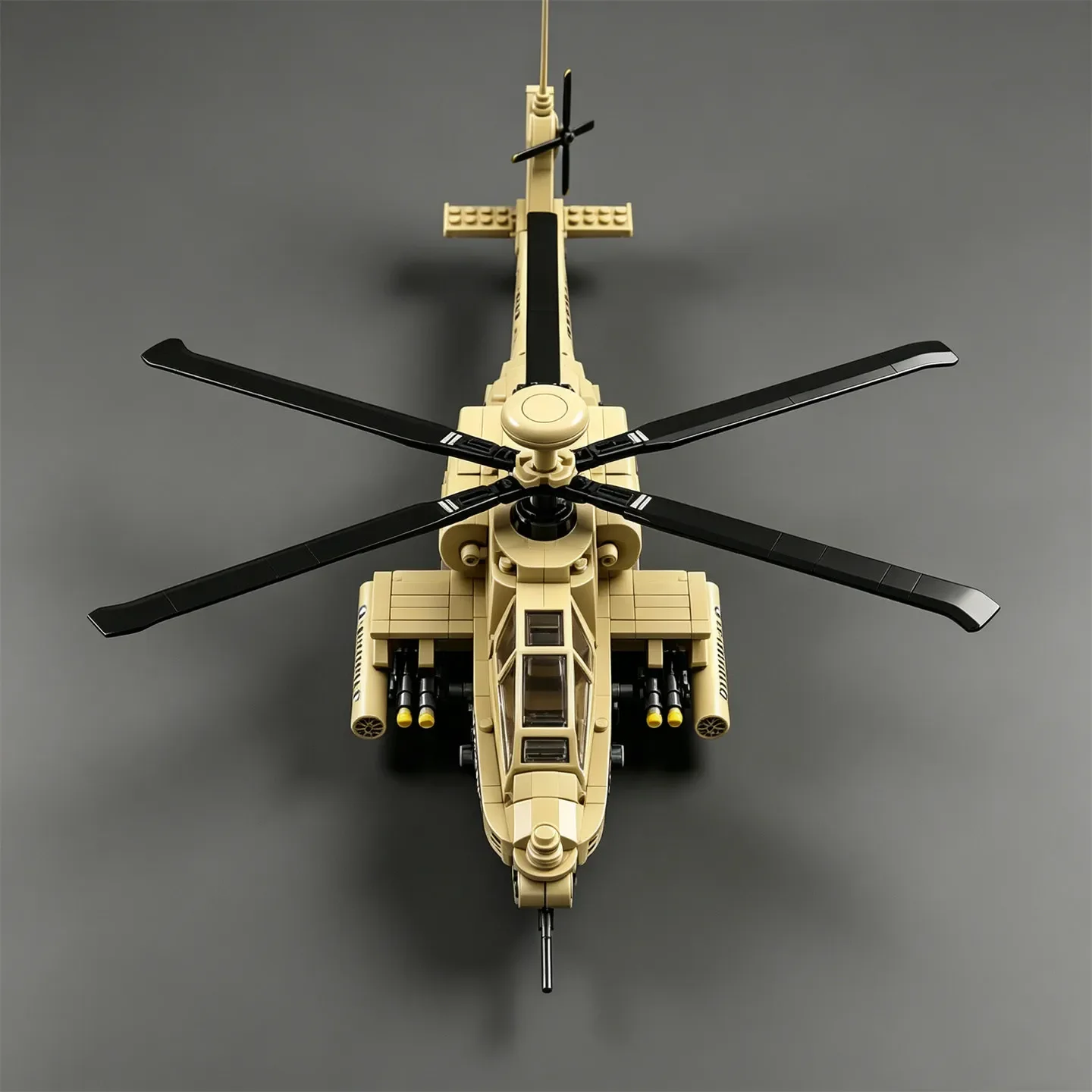 AH-64 Apache Helicopter Gunship Building Blocks Model— U.S. Army's Main Tank-Killer Helicopter— MOC Toy