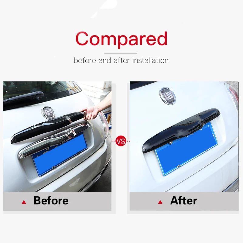 Car tailgate trim strip Tailgate Handle Decorative Strip Cover Trim ABS Carbon Fiber/Black For Fiat 500 2010-2023 Accessories