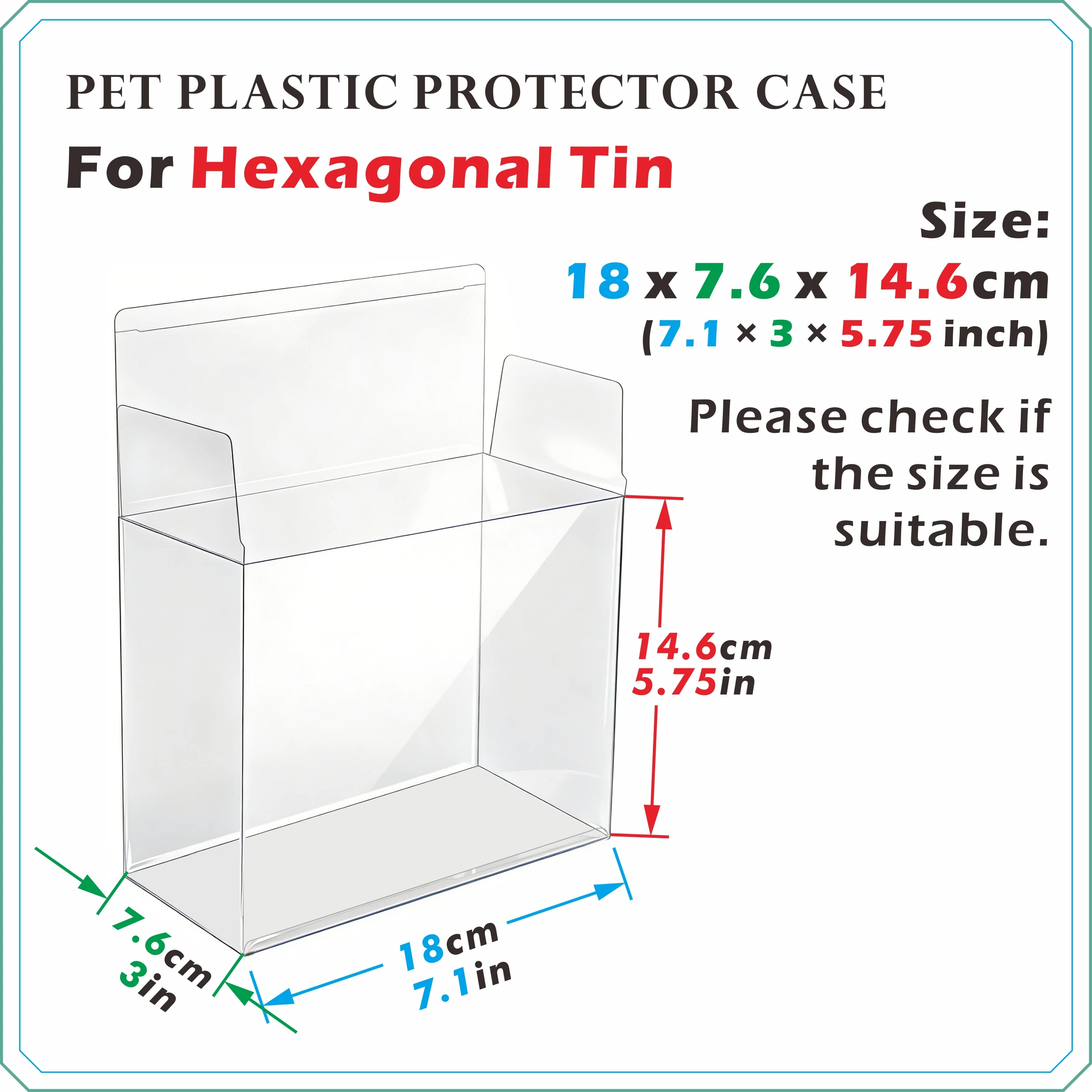 2/5PCS PET Plastic Protector Case For Hexagonal Tin
