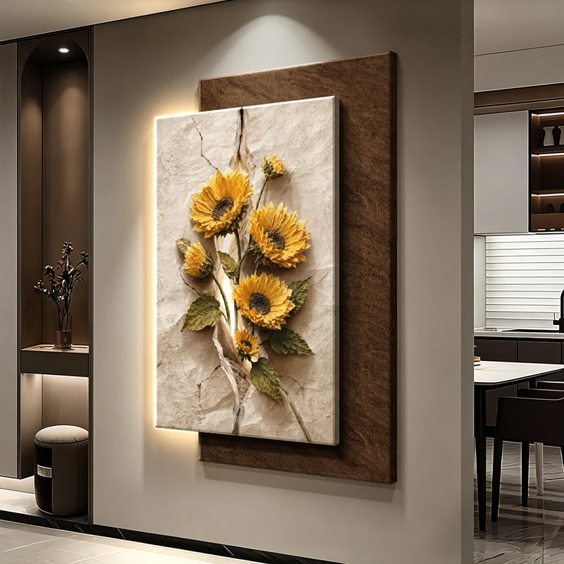Modern Minimalist Entranceway Atmosphere Light Decorative Painting Entranceway Directly Opposite the Door Rose Flower Hanging Pa view 2