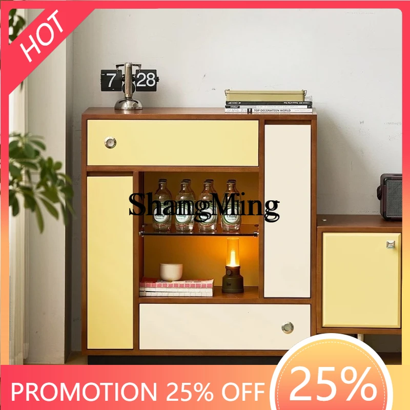

SM household solid wood dining side storage TV side cabinet living room wall storage locker