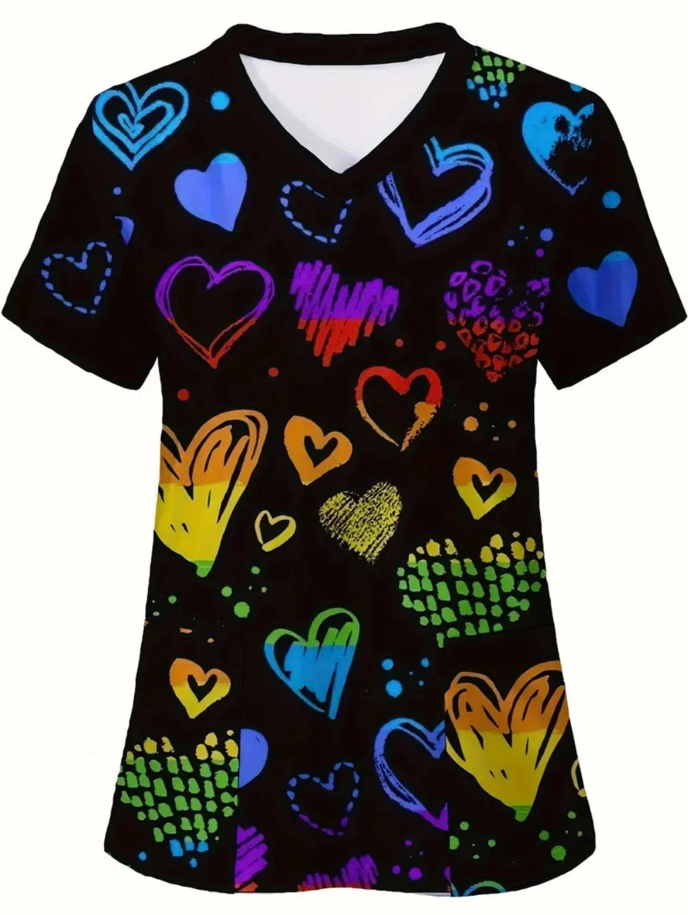 

Хирургическая униформа, женская элегантная женская клиническая форма с v-образным вырезом и принтом сердца, женские топы, летняя повседневная женская униформа с короткими рукавами