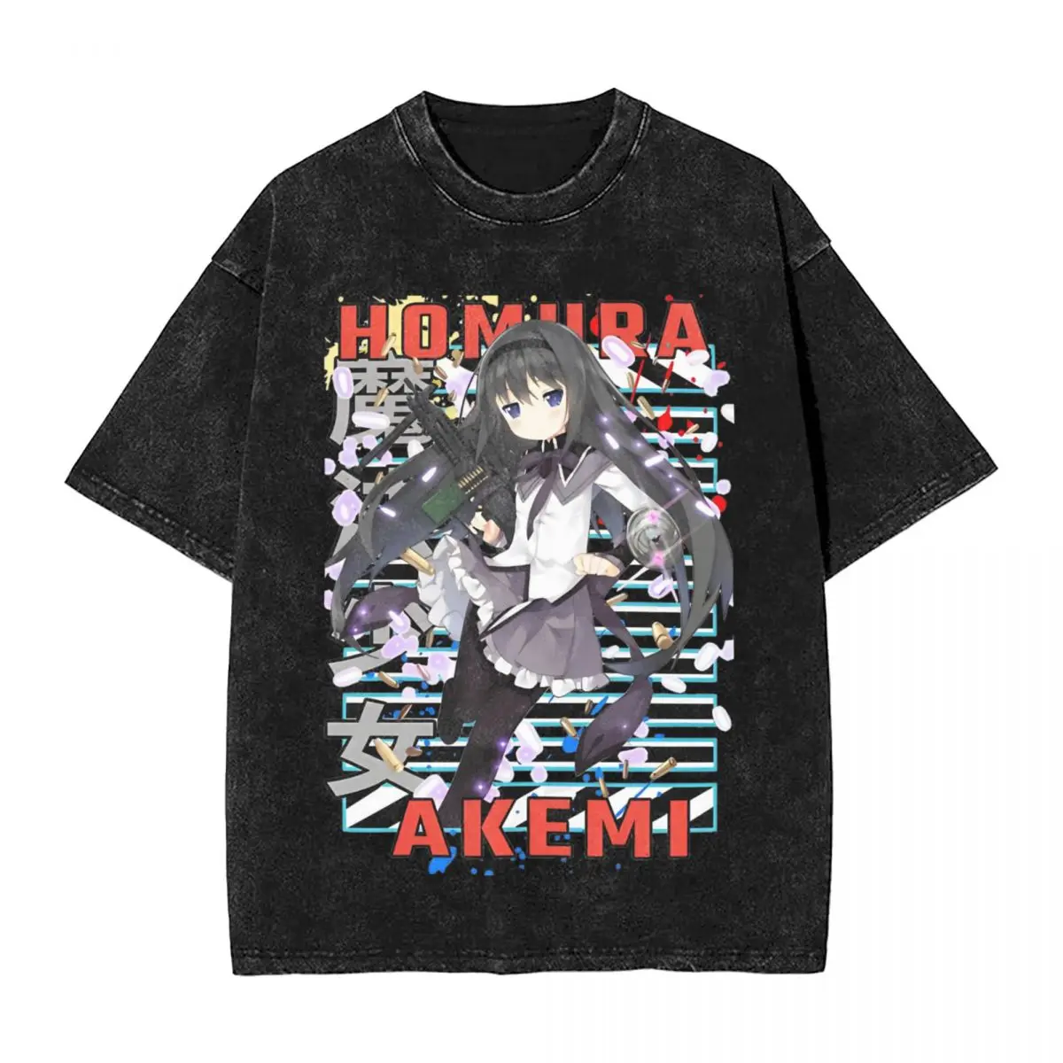 Puella Magi Madoka Magica Urban Anime Washed T Shirts Streetwear Cool T-Shirt Anime Tees for Men Women Cotton Oversize Printed