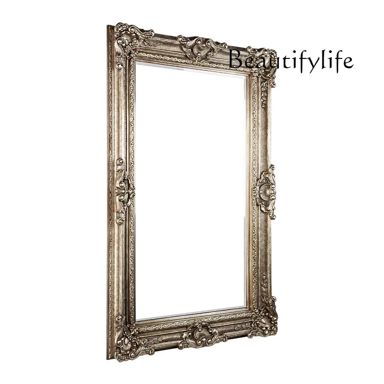 Nordic retro carved full-body mirror home simple floor vanity mirror