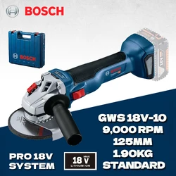 BOSCH GWS 18V-10 Cordless Angle Grinder Bare Tool Woodworking Polisher Portable Cutting Machine 18V PROFESSIONAL Power Tool