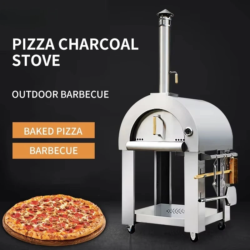 Portable Stainless Steel Outdoor Pizza Oven,Stovetop Charcoal Freestanding Wood Fired Pizza Oven Wood Fire XH