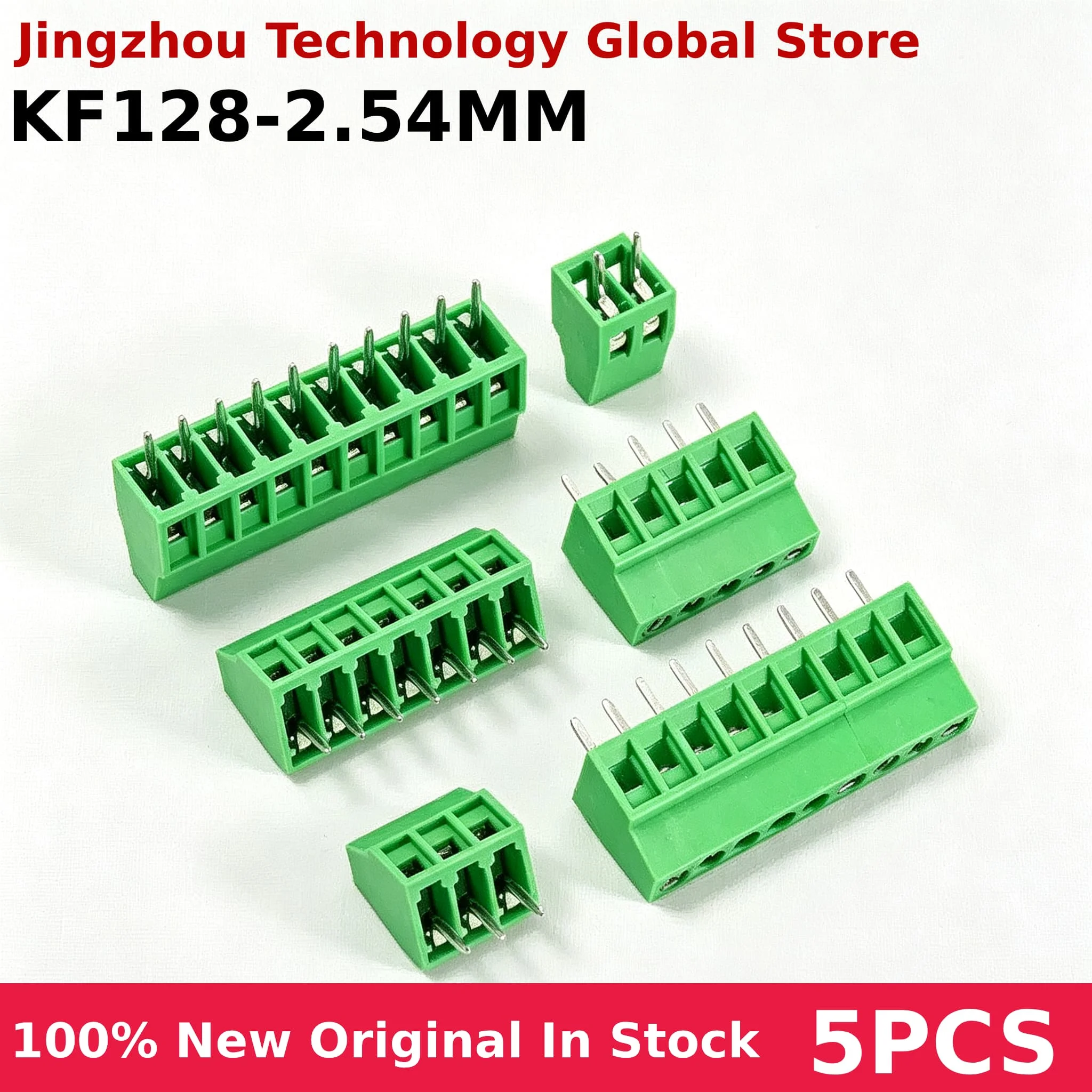 5PCS Green Miniature Terminal Block KF128-2.54MM Pitch Screw-type PCB Terminal Block 2P-16P 100% New Wholesale