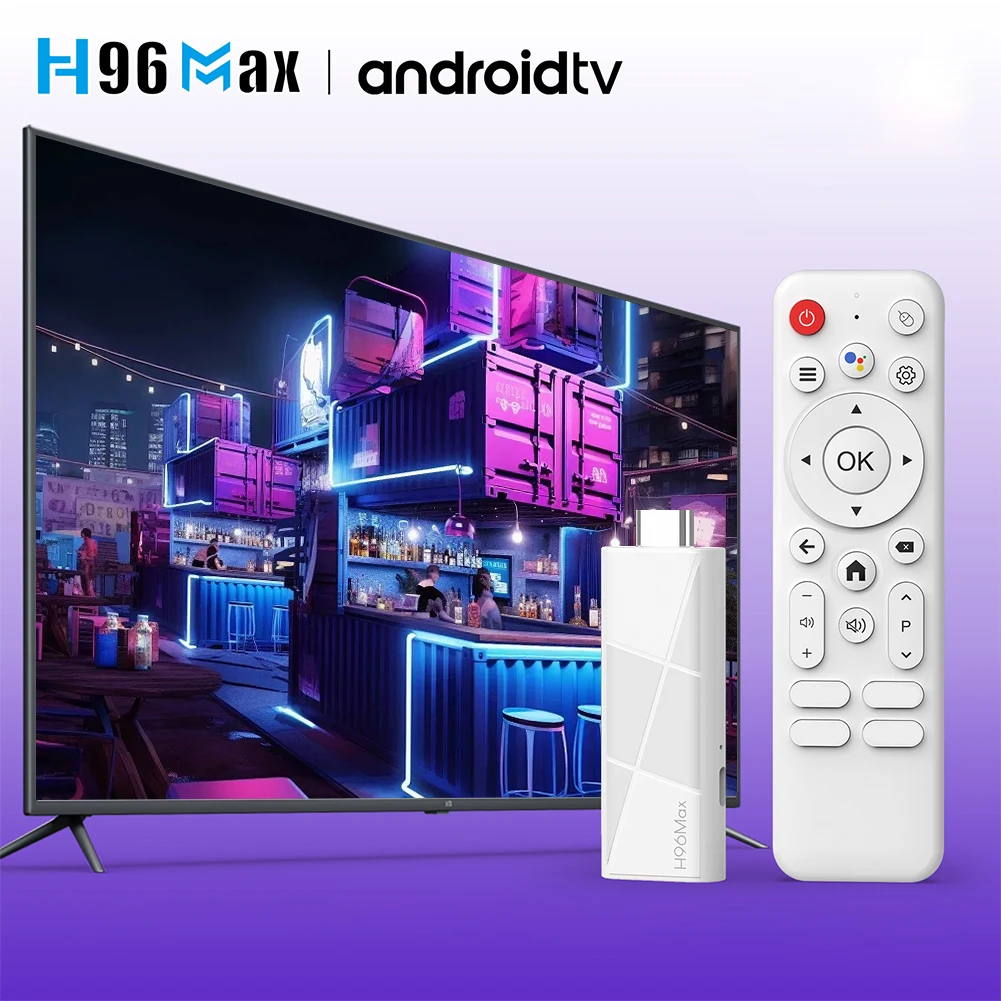 Mini TV Stick H96 MAX RK3518 Android 14 Smart TV Box 2GB 16GB Quad Core Wifi6 BT5.4 4K HD Google Voice Media Player Set Top Box