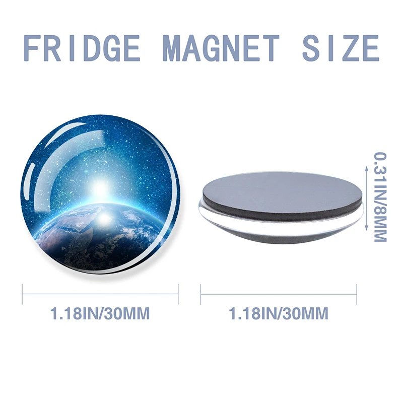 Circular Refrigerator Magnet Moon and Starry Night Decoration Refrigerator Magnet Whiteboard Suction Magnet 30MM