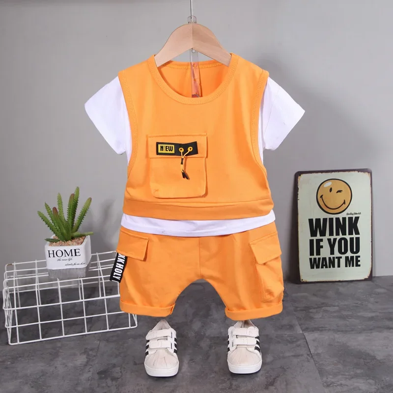 

Baby Suits Outfits Set Summer Fashion O-neck Gentleman T-shirts Tops and Shorts Two Piece Boys Infant Clothing Kids Tracksuits