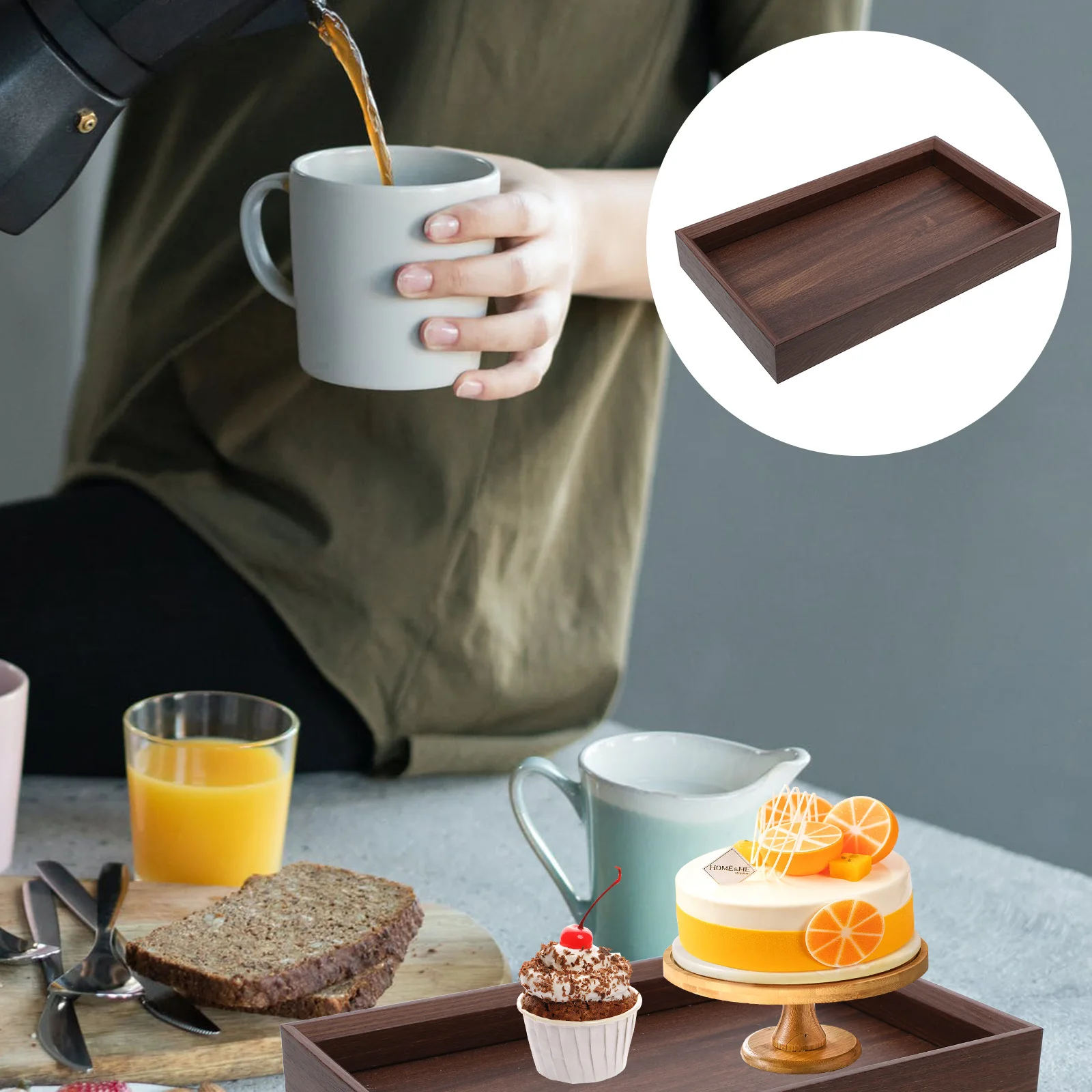 

Black Walnut Wood Serving Tray Storage Decorative Table Cup Food Snack Trays for Home Bar Restaurant Hotel Display