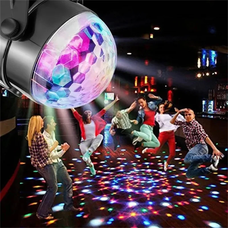 RGB Disco Ball Party Lights DJ Disco Light LED Projector Strobe Lamp Birthday Party Car Club Bar Karaoke Xmas Sound Activated