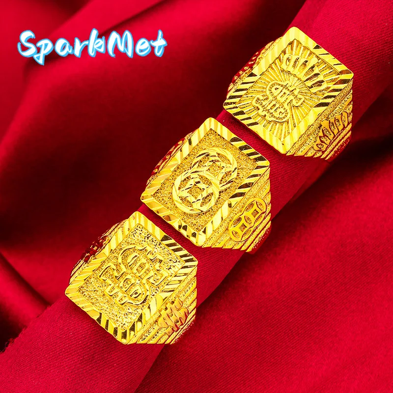 

SparkmetAbacus Coin Ring for Men, 24K Gold, AU999 | Antique Ming-Qing abacus carvings with distressed finish, vintage business c