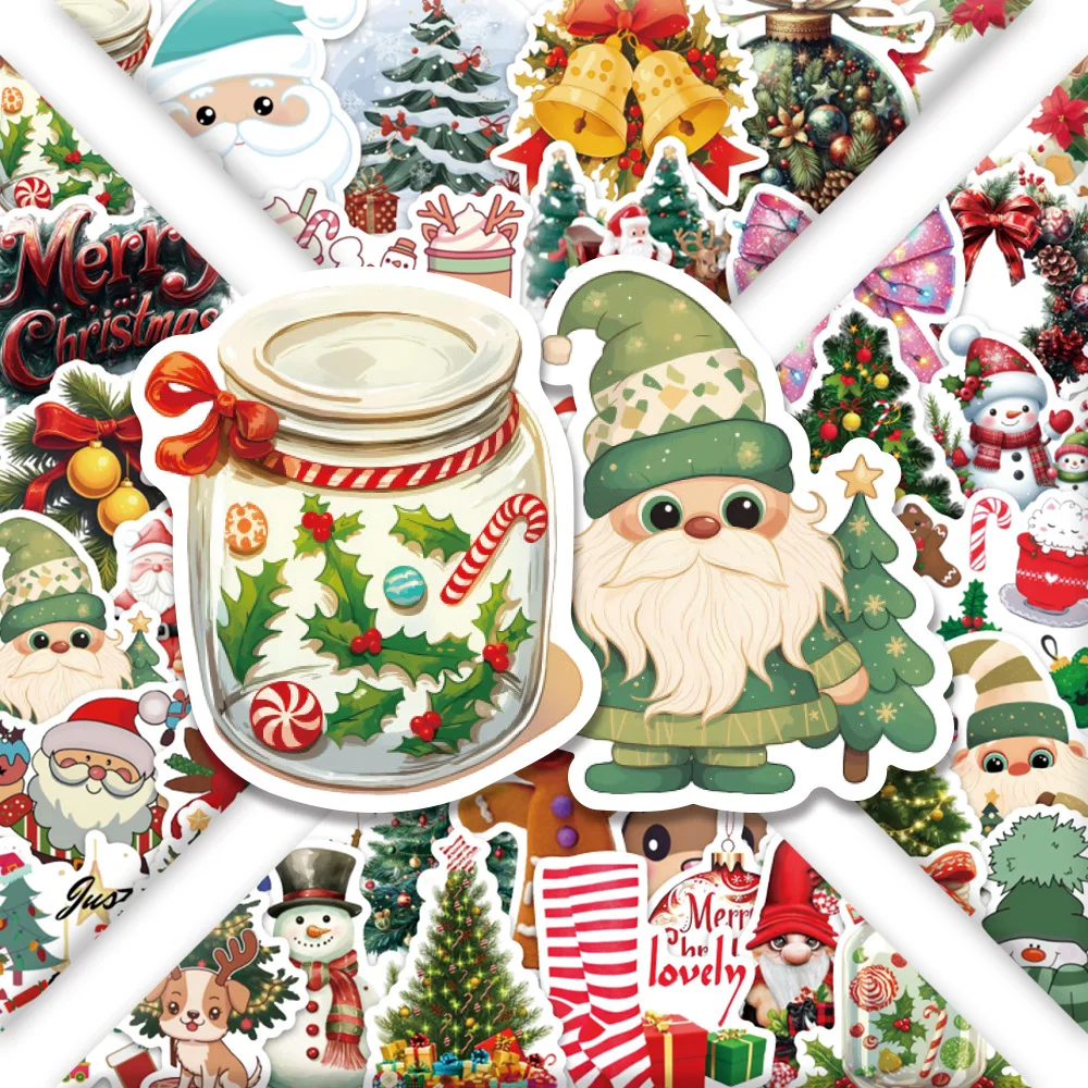 

50PCS Cartoon Christmas Graffiti Stickers Party Decoration Guitar Phone Case Water Cup Notebook Suitcase DIY Toys Gift Stickers