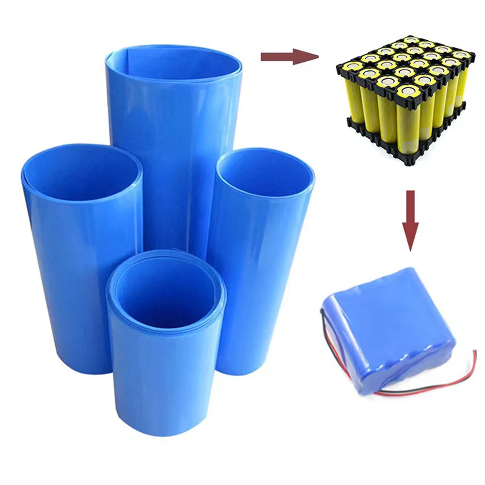 1Meter PVC Of 18650 Battery Packs Cable Sleeve Multi Size Heat Shrink Tube Blue Shrink Insulated Shrink Tubing For Production