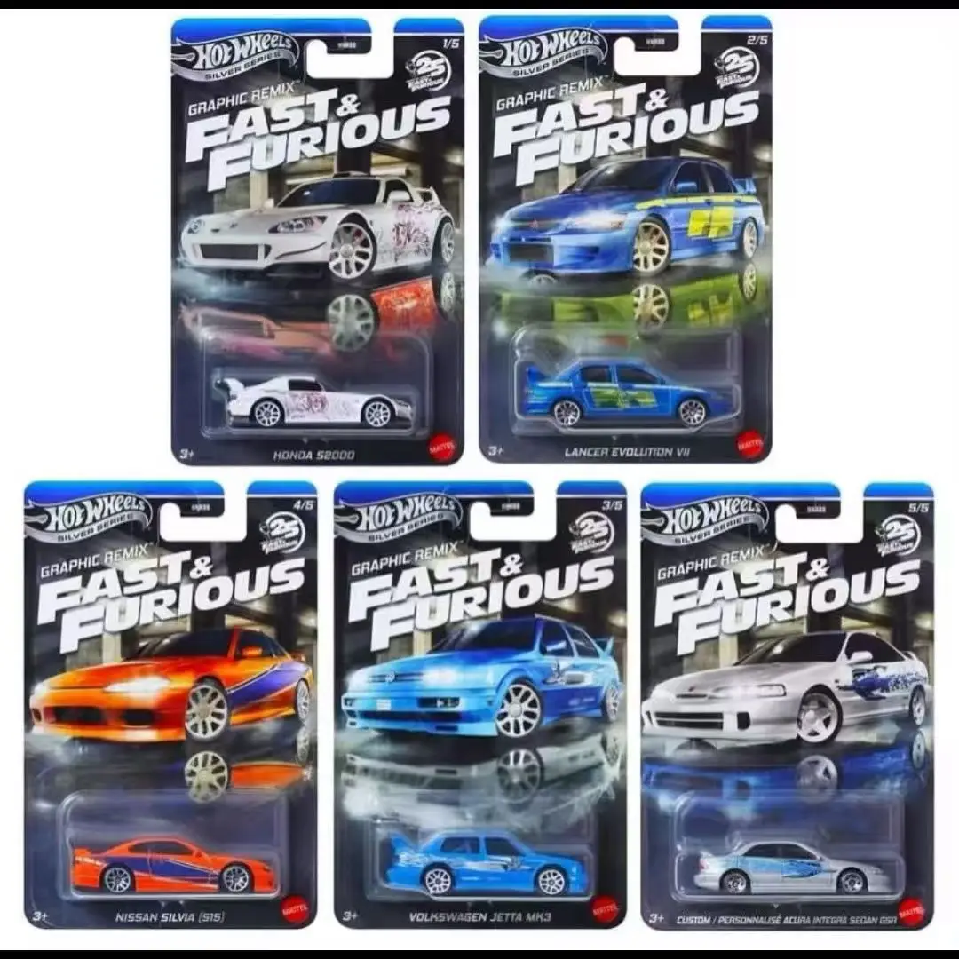 

Original Hot Wheels Car Fast & Furious Graphic Remix Toy Boy 1/64 Diecast Honda Lancer Evolution Volkswagen Jetta MK3 Model Gift