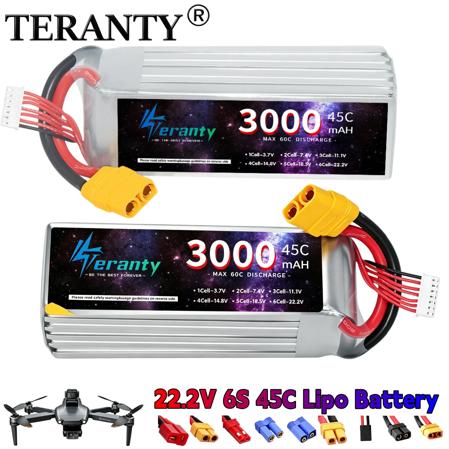 

22.2V 6S 45C Lipo Battery 1500mAh 2200mAh 2700mAh 3000mAh with XT60 T XT90 Plug for RC Helicopter Car Boat Parts Drone Batteries