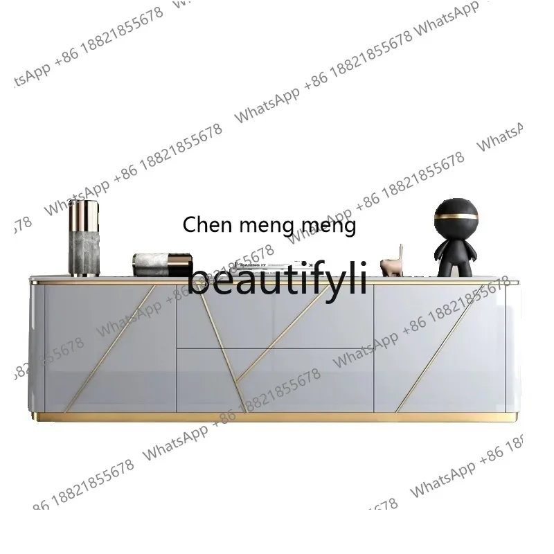 

N178 GLight luxury rock slab TV cabinet coffee table modern simple background wall cabinet small apartment household storage bed