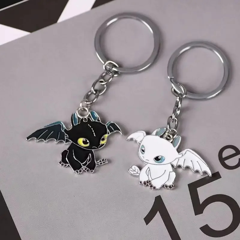 Toothless Dragon Keychain Cute Cartoon Couple DIY Buckle Pendant with Male and Female Ring Ins Personalized and Creative New Sch