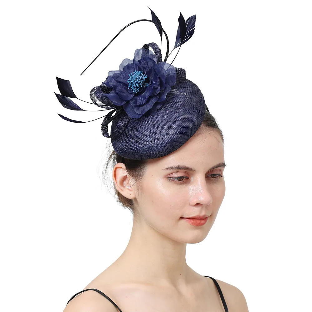 High Quality Wedding Fascinator Hat Hair Clip Women Cocktail Party Bridal Flower Headwear Ladies Dress Wedding Hair Accessories