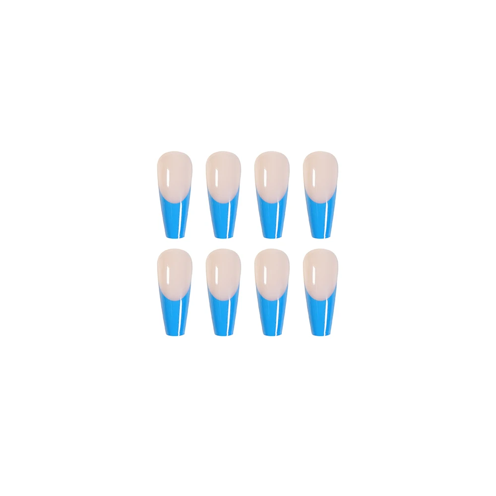 

JP936 QTCJ 24Pcs Long Ballet Series French Blue Pink Wearing Nail Patches Fake Nails Art Full Cover Manicure Tips For Women