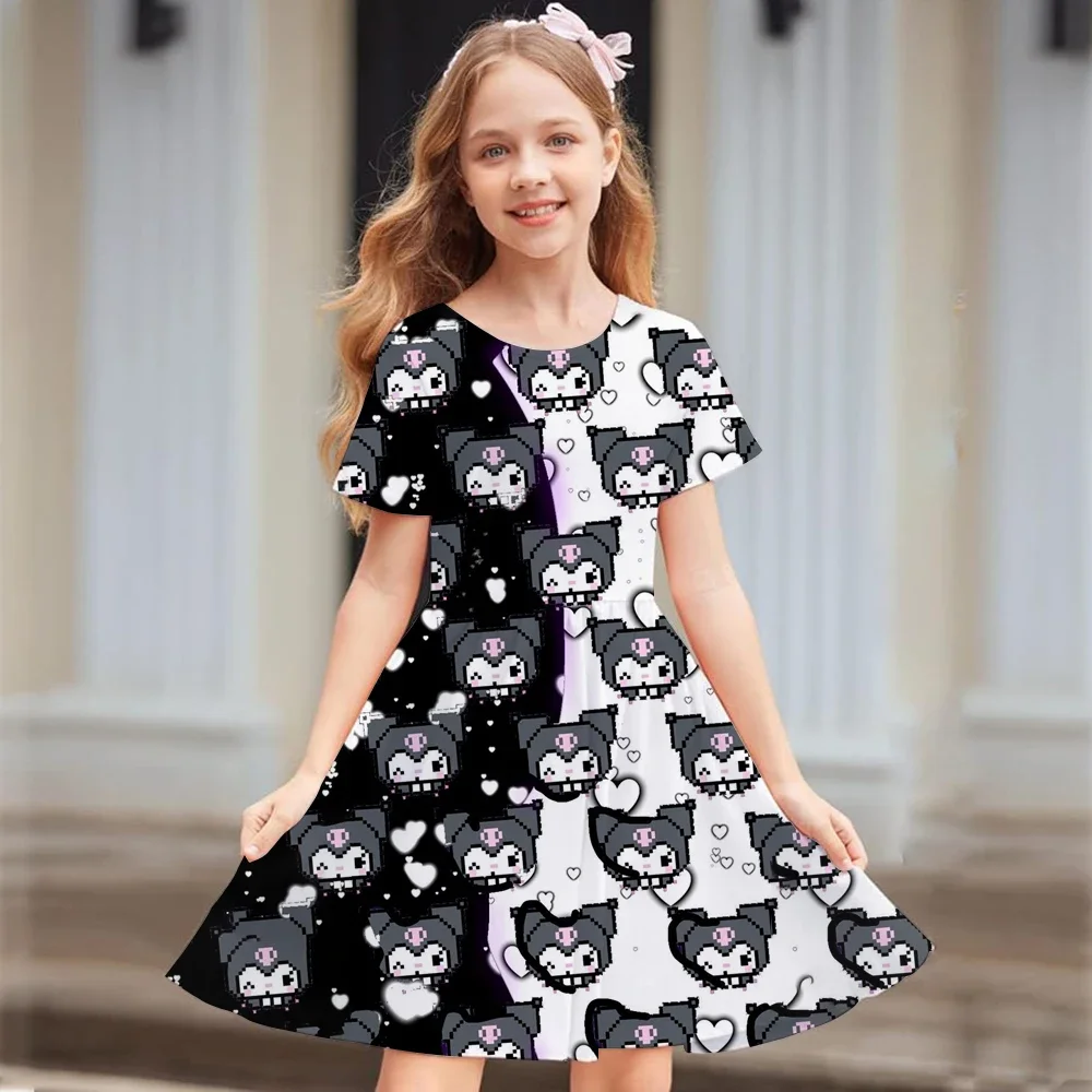 

Popular Kawaii Summer Children's New Fashion Girl Dress Comfortable Home Outdoor Cartoon Cute Hello Kitty Dress 3d Print Red Ser