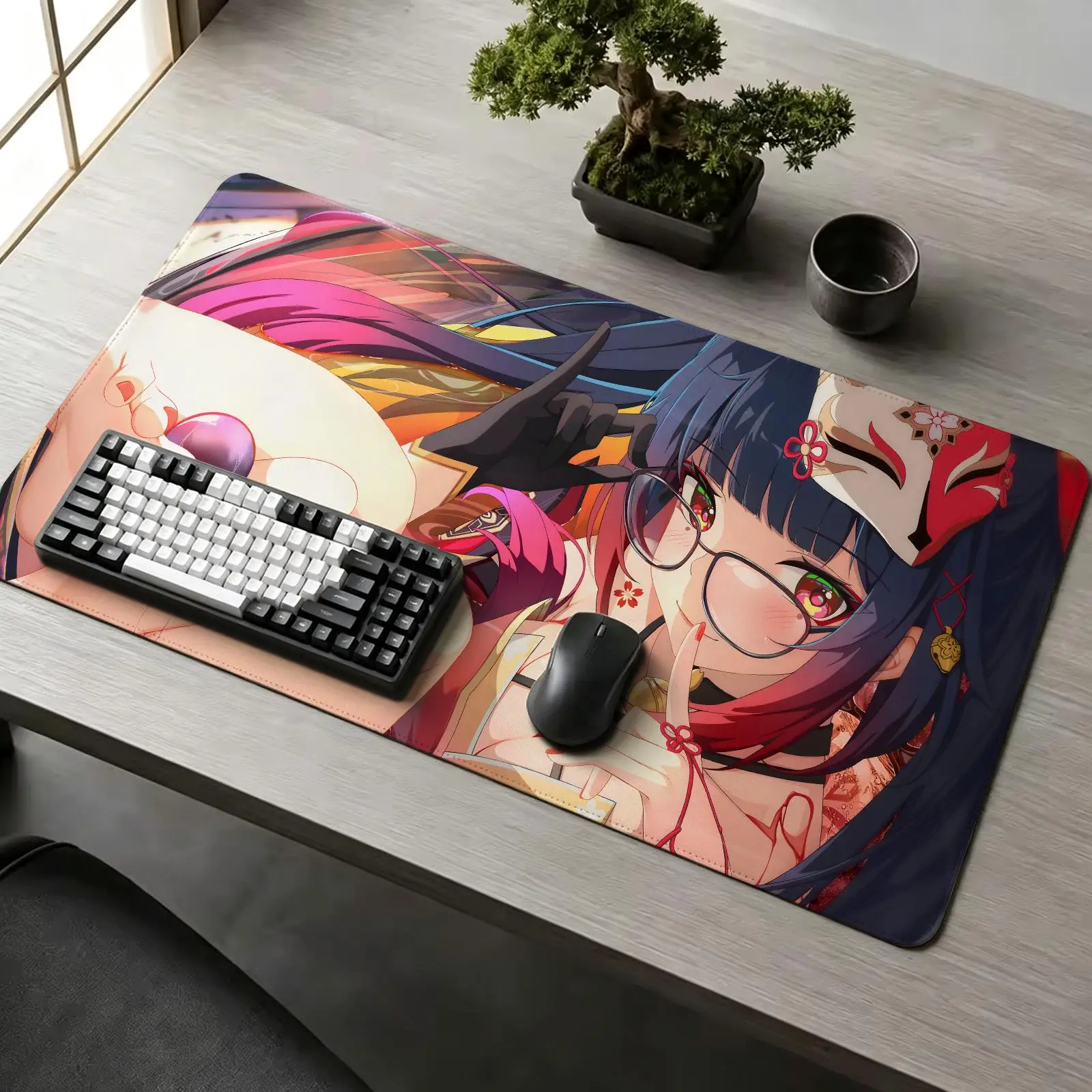 XXL Gaming Mouse Pad,Stitched Wear‑Resistant Edge,Honkai Star Rail Sparkle Smooth Non‑Slip Mat for Desktop & Laptop Games