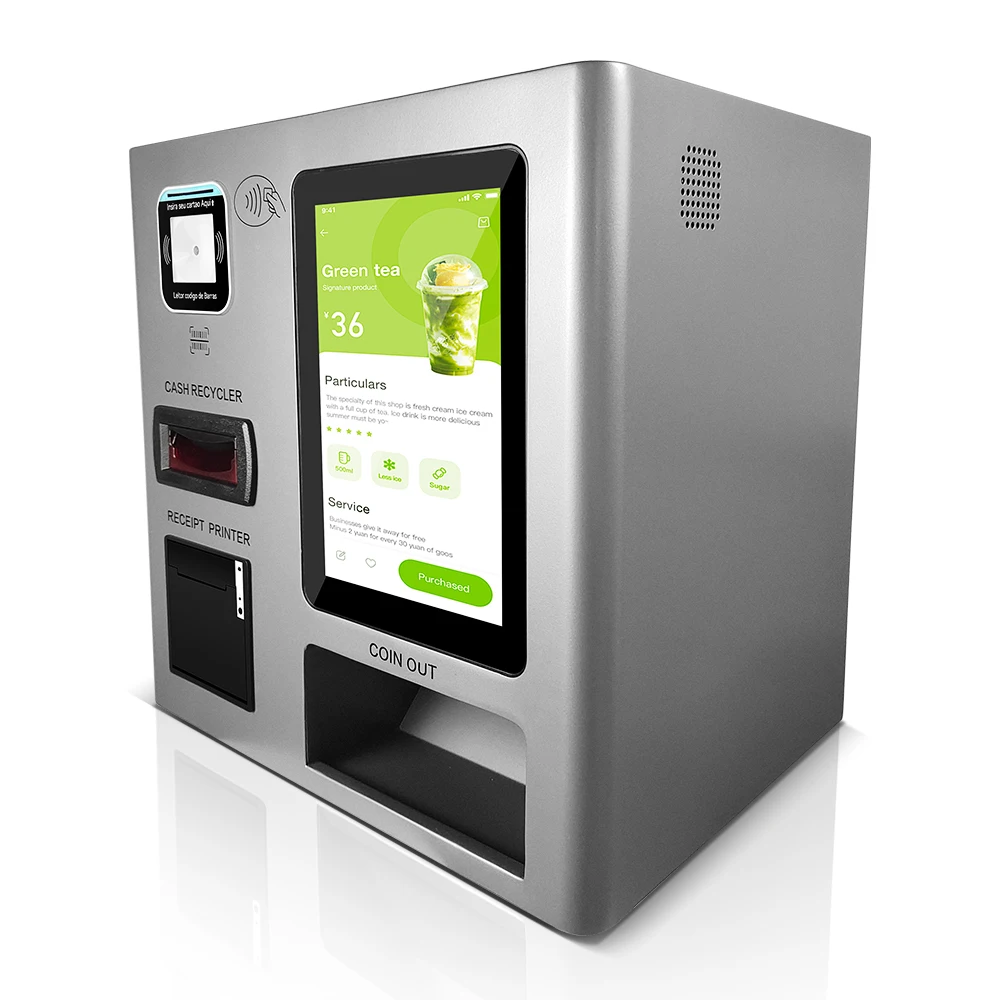 10.1 Inch Android Self Service Smart Restaurant Coffee Shop Order POS Payment Terminal Kiosk Barcode Reader SDK Metal Case 4GB