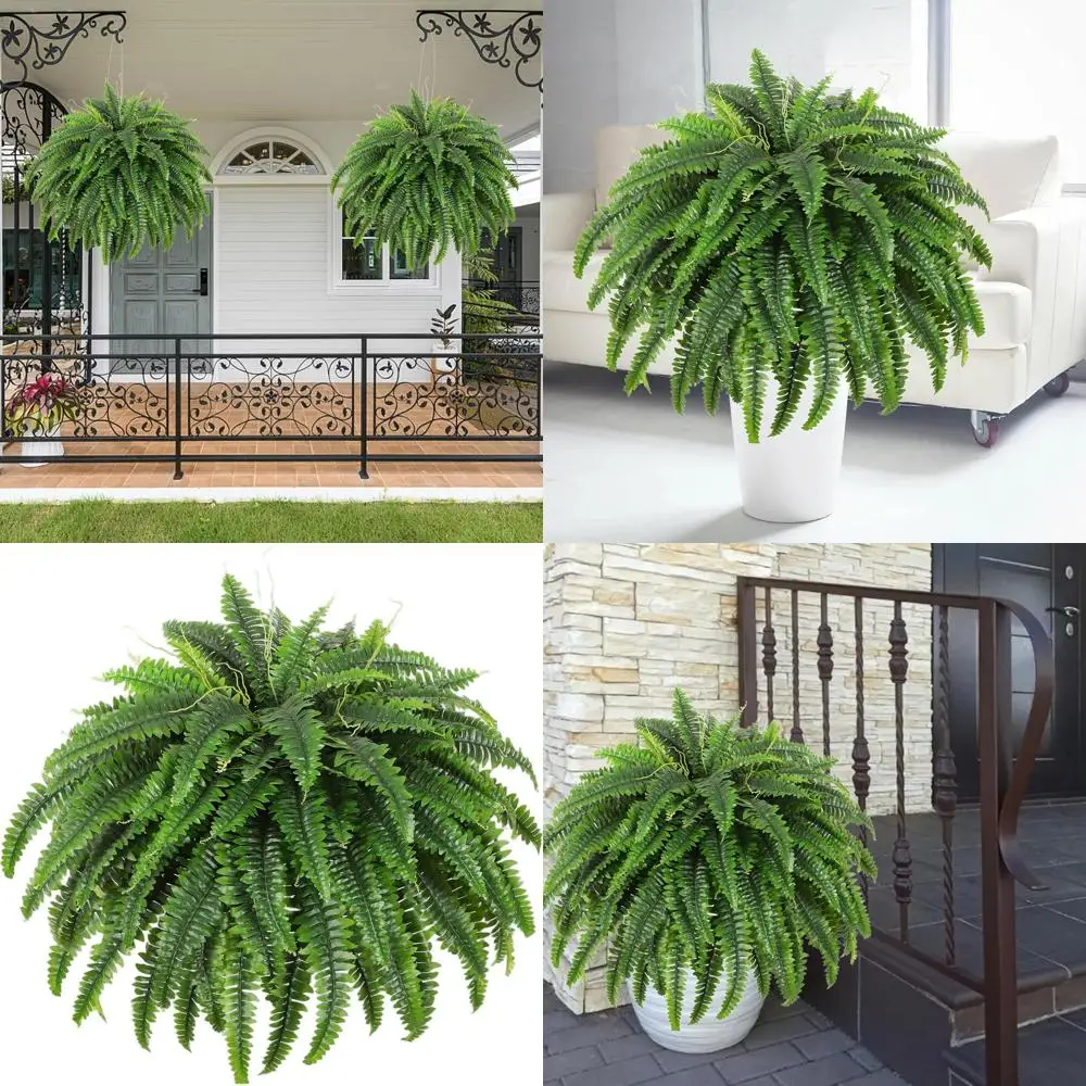 

Искусственный папоротник 49 дюймов, большой, шелковистый, с 95 ветками, для декора на улице и в помещении