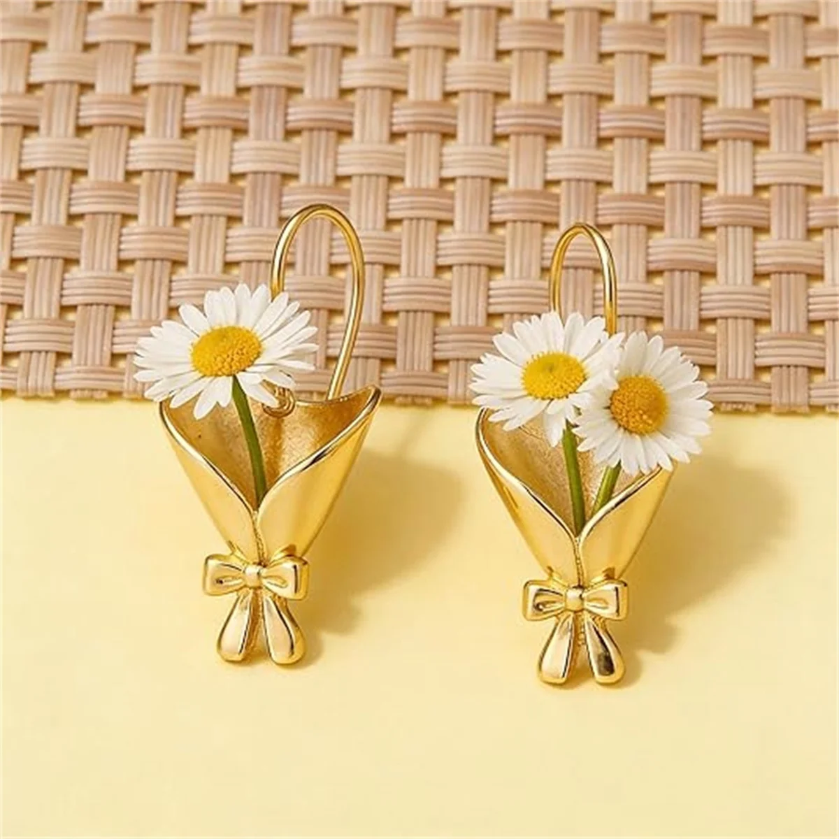Kreatives Schleifenknoten-Blumenstrauß-Halter-Set in Form eines Anhängers, Halskette und Ohrringe für Damen und Herren, süßes, elegantes DIY-Blumenclip-Schmuckset. – Detail 28