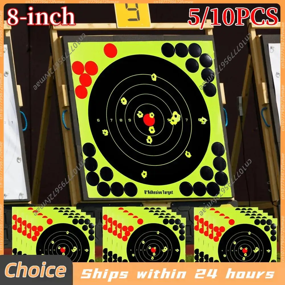 5/10pcs 8-inch Adhesive Shooting Target Stickers Bright Color High Visibility Impact Glow Target Shooting Accessories