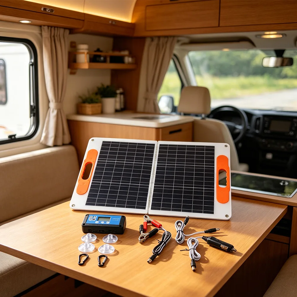 80W 10A Foldable Solar Panel Kit With Controller Outdoor Portable Power-Pack For Outdoor Camping Portable Power-Charger