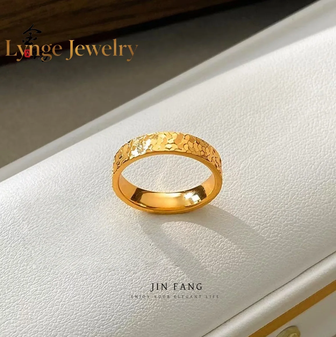 

Lynge Jewelry 9999 high-quality craftsmanship broken Bingbing Ring 24K real gold single-sided flash high-end light luxury niche