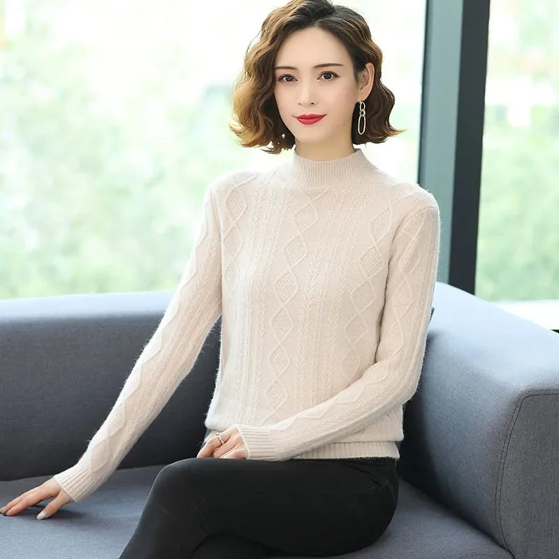 

New Knitting Pullover Sweater Long Sleeve Bottom Shirt Slim Turtleneck Sweaters Autumn Winter Soft Blouse Jumpers For Women 2023