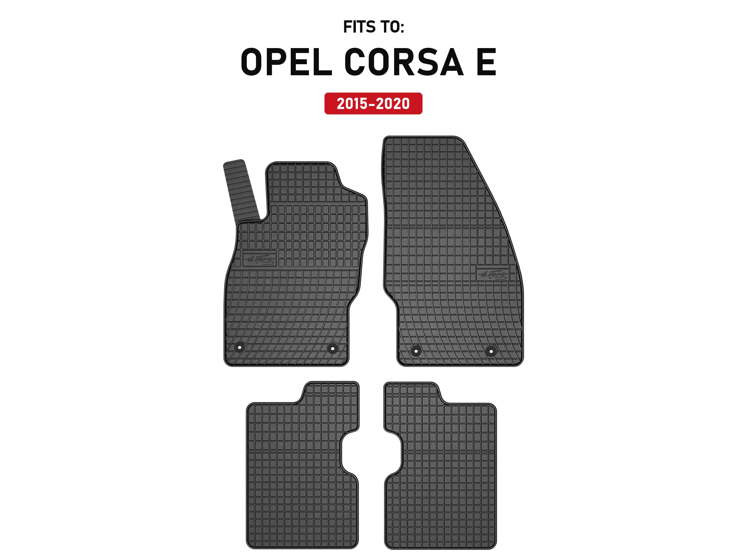 Zwarte rubberen automatten voor: Opel Corsa E 2015-2020 hatchback