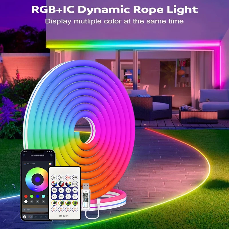 

5V RGB Neon Strip Light 1M 2M 3M 5M USB Waterproof Flexible Ribbon Tape Neon Lights With Bluetooth Remote Control For Home Decor