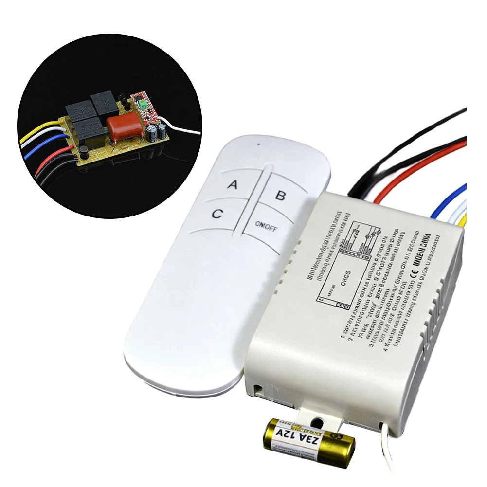 For 3 Way Wireless Remote Control Switch for AC 220V Chandelier Lighting with Independent Coding System and 15m Indoor Range