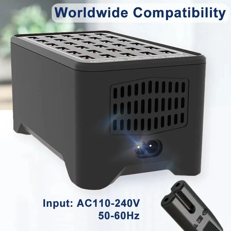 10 15 20 25 30 Ports HUB USB Charger 150W Universal Wall Desktop Fast Charging Station Dock for Mobile Phone Power Adapter - náhled 2