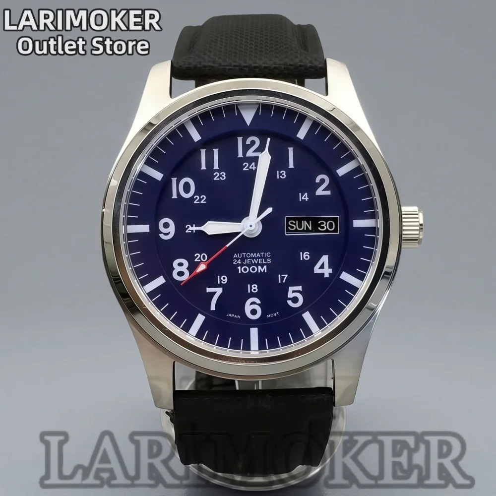 

LARIMOKER 42mm Men's Automatic Mechanical Watch Arabic Numeral Dial Leather Strap Fits NH36 Movement Sapphire Glass Waterproof