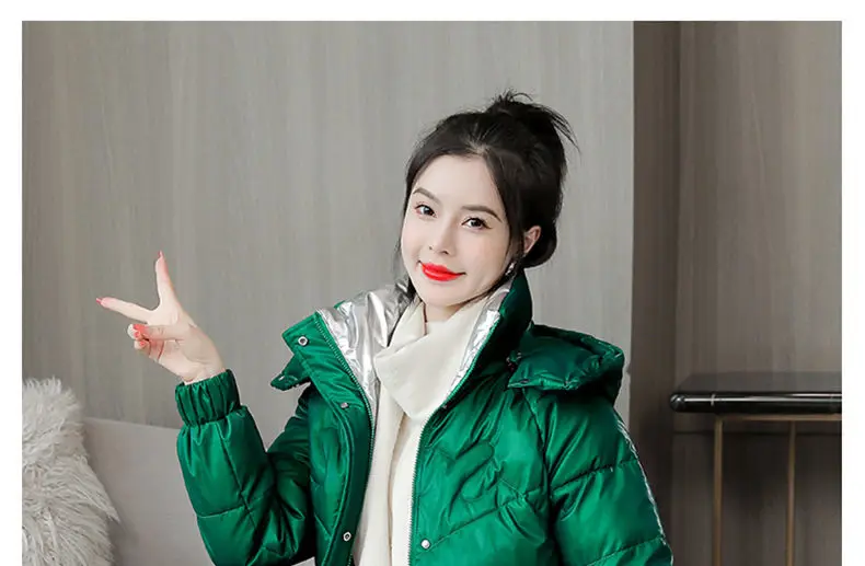 2026 Winter New Gloss Cotton Jacket Women's Medium to Long Korean Loose Coat Lady Thick Hooded Coats Female Warm Parker Overcoat