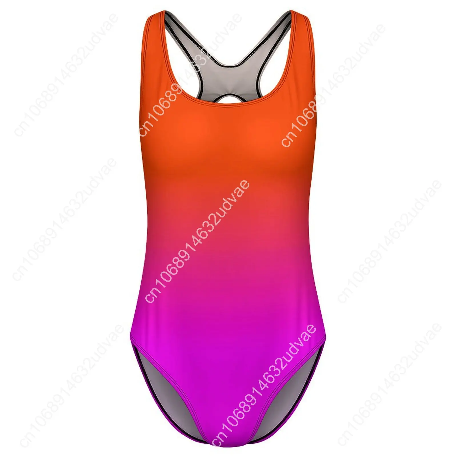 Neon Ombre Swimsuit Sexy Orange and Pink One-Piece Swimwear Push Up Bodysuit Sweet Surfing Bathing Suits