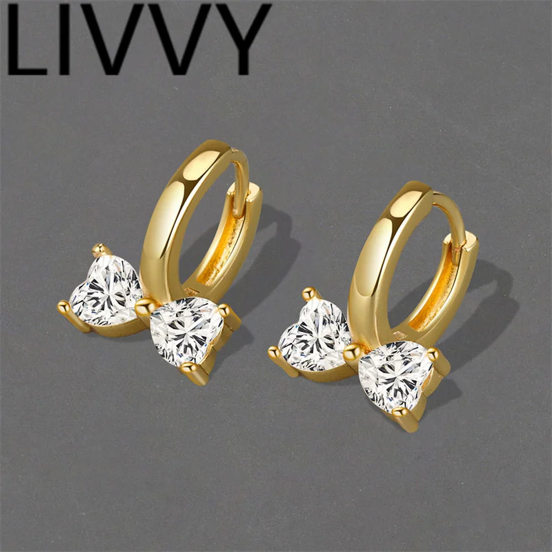 

LIVVY Silver Color Simple Earrings For Women Fashion Vintage Sweet Irregular Zircon Bowknot Earring Party Jewelry