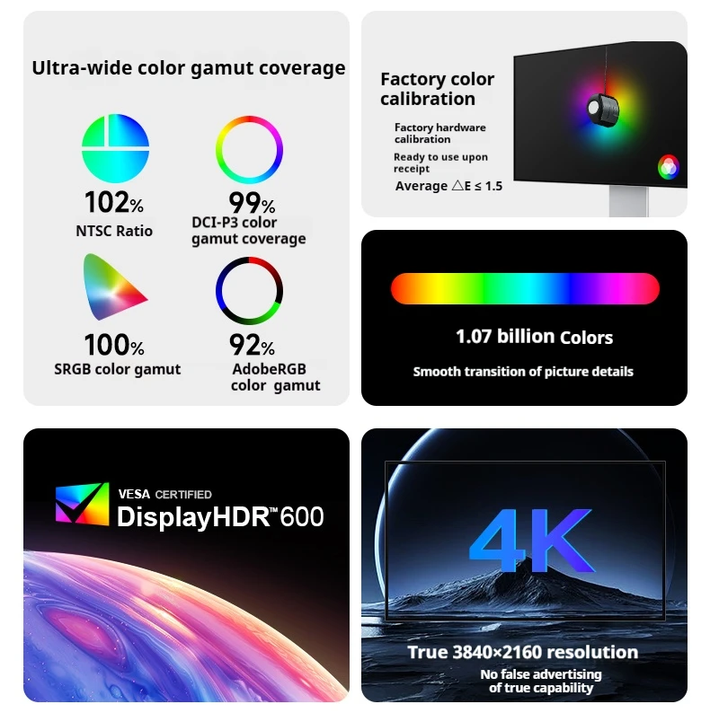 شاشة نانو IPS مقاس 27 بوصة 4K 144 هرتز |   99% DCI-P3 |   3000:1 التباين |   ΔE≥1.5 | HDMI2.1 جسم المواد المعدنية المصنوعة من سبائك الألومنيوم
