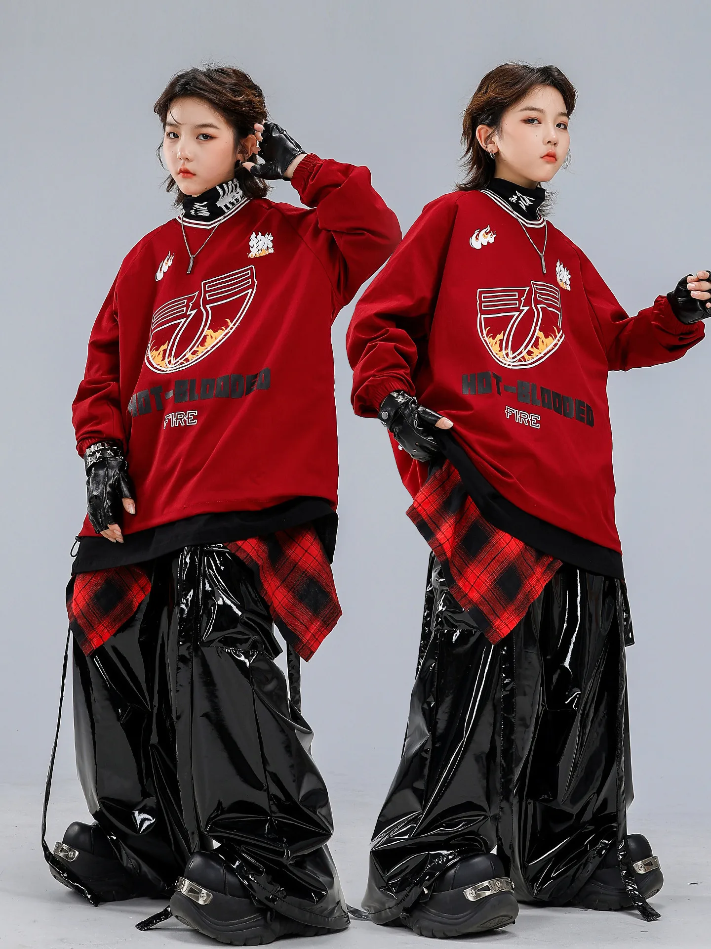 boys-hip-hop-dance-set-girls-model-catwalk-stage-dance-show-costume-girl-group-jazz-dance-clothes-red-top-graffiti-pants