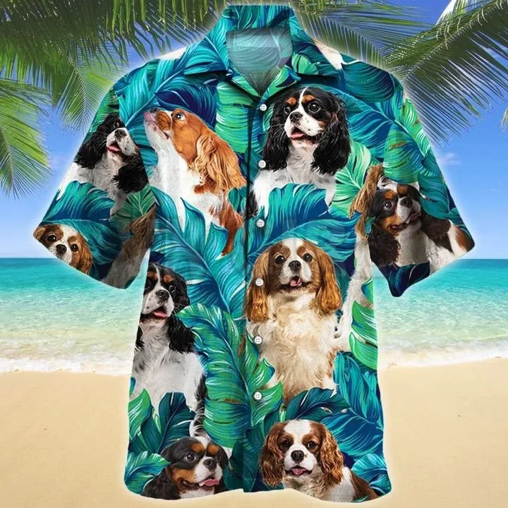 Cavalier King Charles Spaniel Pineapple 3D All Over Printed Hawaiian Shirt Men\'s For Women\'s Harajuku Casual Shirt Unisex